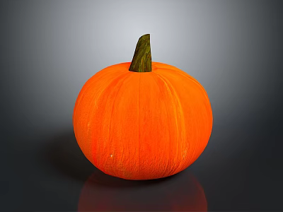 Fresh Healthy Orange Pumpkin With Green Stem On Gray Background And Round Shape 3d model