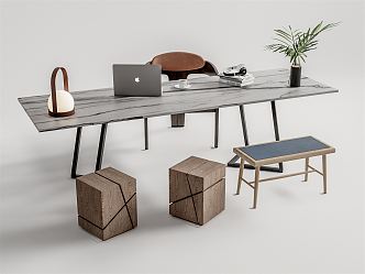 modern office desk and chair 3d model