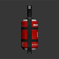 Red Fire Extinguisher With Black Frame And Safety Instruction Labels 3d model