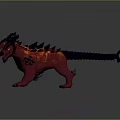 Flaming Mythical Creature With Red Body Black Spikes And Lava Textured Skin