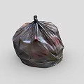 Practical Black Garbage Bag For Home Use Filled With Waste And Securely Tied Closure 3d model