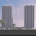 Modern High Rise Building Facade With Glass Curtain Wall And Entrance Design