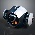 Futuristic Mechanical Sphere With Black Silver Shell Triangular Panel And Orange Side Lights 3d model