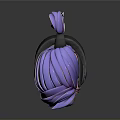 Game and Movie Character With Purple Hair Shaved Side Headphones And Mechanical Neck