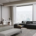 Modern Bedroom Interior With Wooden Paneled Walls Round Decorative Painting Large Bed And Bench