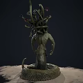 Detailed Fantasy Mythical Creature With Snake Body Humanoid Upper And Vine Head Red Flowers
