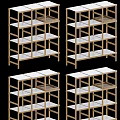 Wooden Frame Display Shelves With White Tiers For Retail Store Storage
