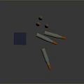 Military Bullets With Green Casings And Orange Tips Next To Blue Box