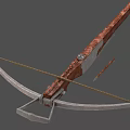 Detailed Traditional Crossbow Weapon With Wooden Stock Metal Bowstring And Arrow