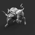 Fierce Armored Mechanical Bull Game Movie Character With Metal Body And Horns