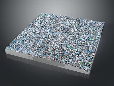 Natural Colorful Pebbles Covered Square Panel With White Base And Textured Surface 3d model
