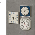 Different Shaped Wall Clocks With Blue Borders White Dials And Number Displays 3d model