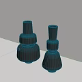 Modern Black Ceramic Vessels With Layered Design For Interior Decoration 3d model