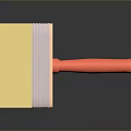 Yellow Bristle Brush With Red Handle On Dark Reflective Surface 3d model