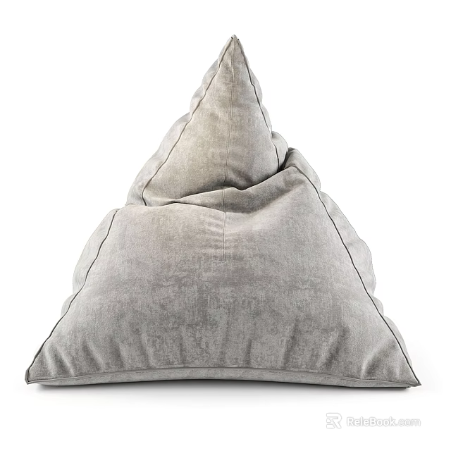 Gray Velvet Bean Bag Chair Comfortable Soft Leisure Seating For Modern Living Space 3d model 