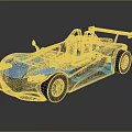 Blue Open Top Race Car With Sporty Design Chasis Branding And Aerodynamic Body