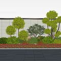 Circular Flower Bed With Planters Featuring Various Trees Shrubs And Colorful Flowers