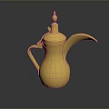 Elegant Golden Metallic Kettle With Shiny Decorative Design For Home Interior