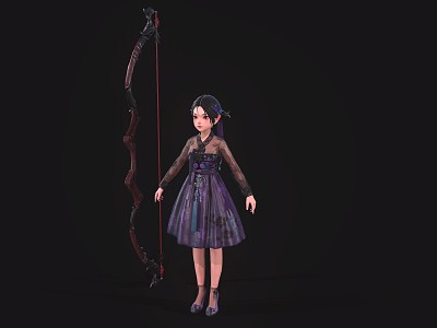 Cute little girl little girl game character model