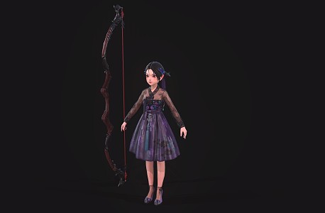 Cute little girl little girl game character 3d model