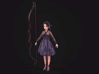 Cute little girl little girl game character 3d model