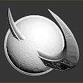 Ancient Warrior Silver Weapon Helmet With Crescent Shaped Horns And Textured Surface 3d model