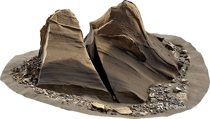 Natural Stone And Wooden Elements Form Rustic Outdoor Structure Design 3d model