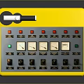 Yellow Control Panel Device With Multiple Colorful Buttons And Metal Lever 3d model