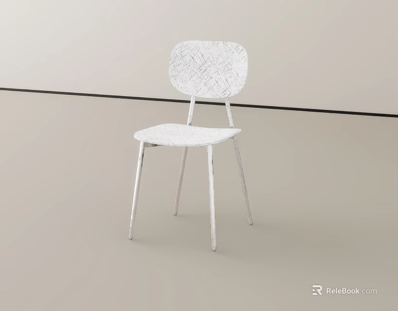 Modern White Leisure Chair With Textured Backrest Seat And Metal Legs 3d model 