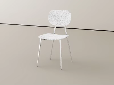 Modern White Leisure Chair With Textured Backrest Seat And Metal Legs 3d model