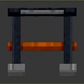 Modern Furniture Table With Blue Tabletop Red Drawers And Gray Legs