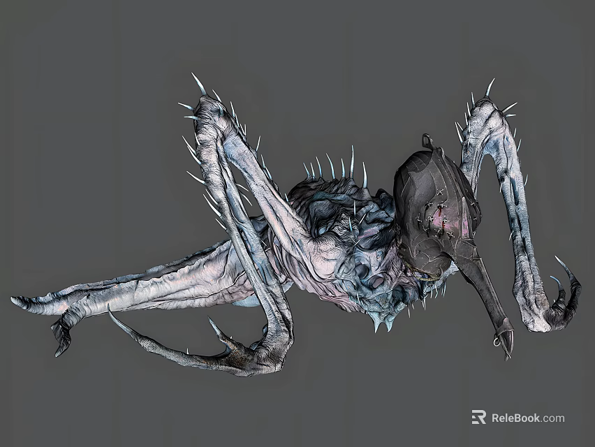 Mythical Fantasy Creature With Long Spiked Limbs And Exoskeleton Design 3d model 