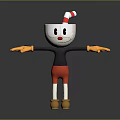 Cute Cup Shaped Cartoon Character With Red White Striped Hat Red Nose And Outstretched Arms
