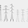 Various Types of Industrial Transmission Towers with Steel Lattice Frame Structures for Power Networks