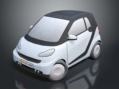 Modern White Two Seater Compact Car With Black Roof And Sleek Design 3d model