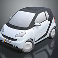 Modern White Two Seater Compact Car With Black Roof And Sleek Design