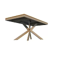 Modern Outdoor Table With Wooden Tabletop And Metal X Shaped Legs Sturdy Design