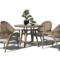 New Chinese Dining Table and Chair Combination Leisure Table and Chair 3d model