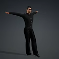 Man Wearing Glasses And Black Shirt With Gold Buttons Raising Hands Gesturing 3d model