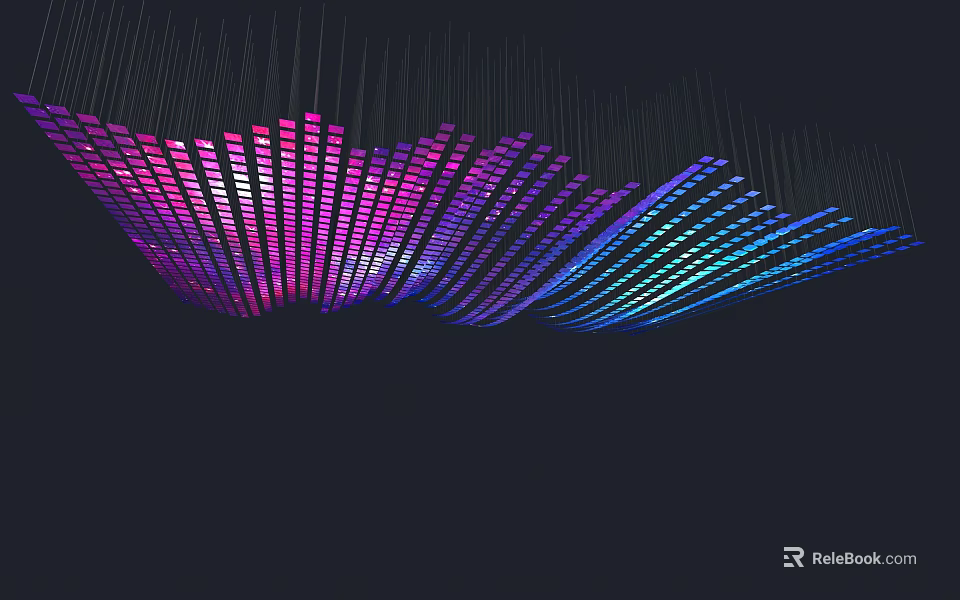 Modern Colorful LED Wave Shaped Chandelier With Flowing Light Strips Design 3d model 