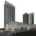 Commercial Complex With High Rise Buildings Shopping Mall And Plaza Facilities