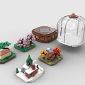 Colorful Building Blocks With Flowers Plants Mini Houses And Display Cases