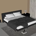 Double Bed Bedding Carpet Bedside Table Bedside Chandelier Table Lamp 3d model