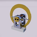 Mechanical Component With Golden Ring Structure And Silver Metal Parts 3d model