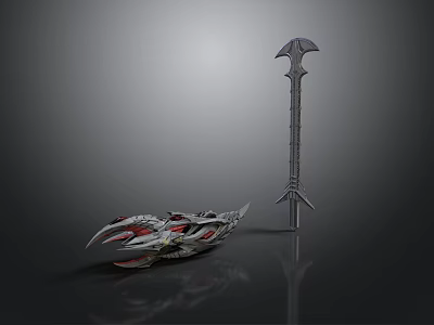 Sci-fi style double-edged sword weapon sword knife metal weapon futuristic weapon sci-fi weapon sharp weapon 3d model