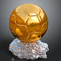 Shiny Golden Soccer Ball Shaped Decorative Equipment With Transparent Crystal Base