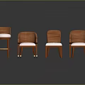 Modern Leisure Chairs With Woven Rattan Design Wooden Legs And White Cushioned Seats