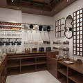 Elegant Jewelry Store Interior With Wooden Counters Display Shelves And Lighting