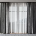 Gray Velvet Curtains With White Sheer Panels For Modern Window Decoration