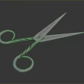 Shiny Metal Scissors Featuring Twisted Handle And Sharp Blades Design 3d model